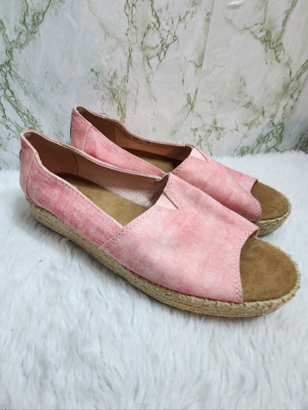TOMS Canvas Open Toe Platforms
